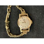 9ct gold case & strap Tissot ladies wristwatch Tot