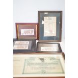 Collection of framed bank notes & Large framed sto