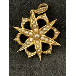 15ct gold brooch/pendant set with seed pearl