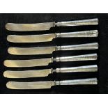 6 Silver handle butter knives