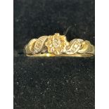 9ct Gold ring set with diamonds Size O 1.8g