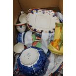 Large box of unsorted ceramics to include a Burlei