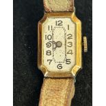 18ct gold art deco ladies wristwatch