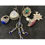 Collection of silver & white metal costume jewelle