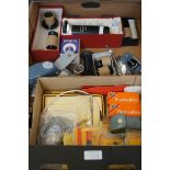 Box of camera equipment & lenses