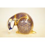 Royal crown derby badger with silver stopper