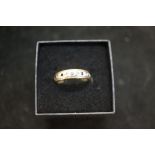 9ct Gold ring set with white & blue sapphire Size