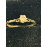 9ct Gold diamond solitaire ring Size M 1g