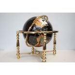 Brass & gemstone table top globe Height 48 cm