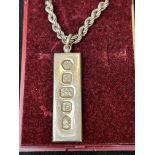 Boxed silver ingot necklace