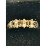 9ct Gold ring set with sapphires & cz stones size