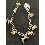 Vintage silver charm bracelet