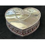 Sterling silver heart shaped fitted jewellery box