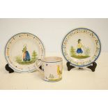 Early Quimper 2 plates & cup - All A/F