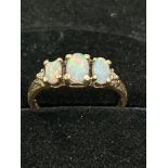 9ct Gold ring set with 3 opals Size O