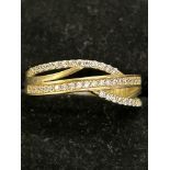 9ct Gold ring set with white stones Size P