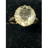 9ct gold ring set with large lemon quartz stone Size R