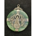 Vintage Jade pendant decorated both sides 5 cm wid