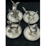 4x Seba silver plated animal ring holders