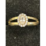 9ct Gold ring set with white stones Size O