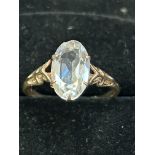 9ct Gold ring set with single oval stone Size N