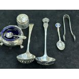 Silver spoons, silver sugar nips & silver plated w