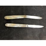 2x Silver & mother of pearl fruit knives - (Large)