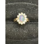 9ct Gold ring set with mystic opals & white stones