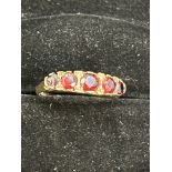 9ct Gold ring set with 5 garnets Size N