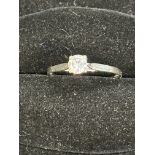 9ct Gold ring set with central solitaire white sto