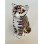 Royal crown derby cat with gold stopper