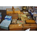 Collection of vintage tin boxes, 1 musical, wooden