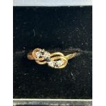 9ct Gold ring set with sapphires & diamonds Size S