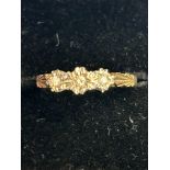 9ct Gold ring set with 3 diamonds Size Q 2.6g