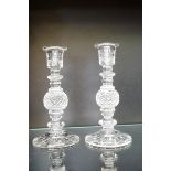 2 Heavy good quality cut crystal candle sticks Hei