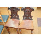 Pair of victorian hall chairs