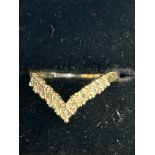 9ct Gold wishbone ring set with diamonds Size Q 2.