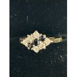 9ct Gold ring set with sapphires & cz stones Size