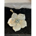 10ct Gold mother of pearl & topaz pendant