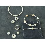 3 Pandora bracelets, pandora ring & pandora charms