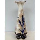 Doulton blue & gold floral vase