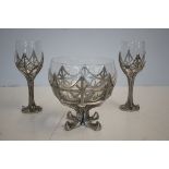 Royal Selangor pewter wine glasses & bowl