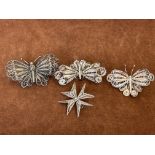 4 Silver brooches