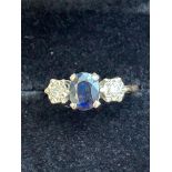 9ct Gold ring set with sapphires & diamonds Size M