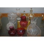 Cranberry glass & others