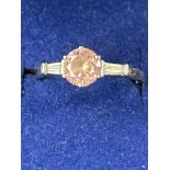 14ct White gold ring set with pink stone