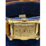 Gents gold plated vintage tank wristwatch