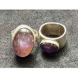 2 Silver Agate rings