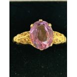 9ct Gold ring set with amethyst stone 3g Size Q