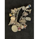 Silver charm bracelet 22 charms
